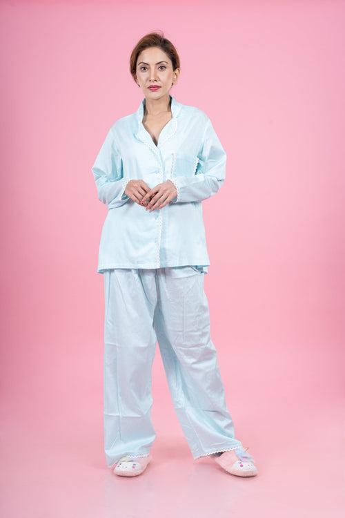 Pastel sky blue night suit