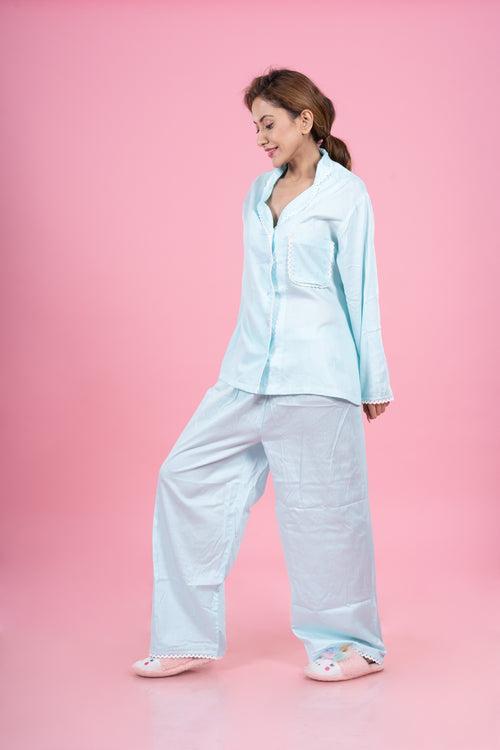 Pastel sky blue night suit