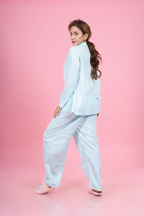 Pastel sky blue night suit