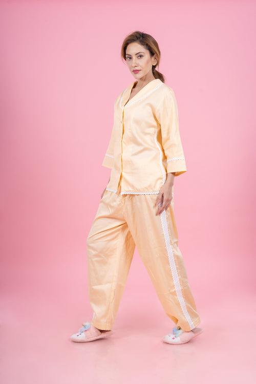 Peach cotton night suit