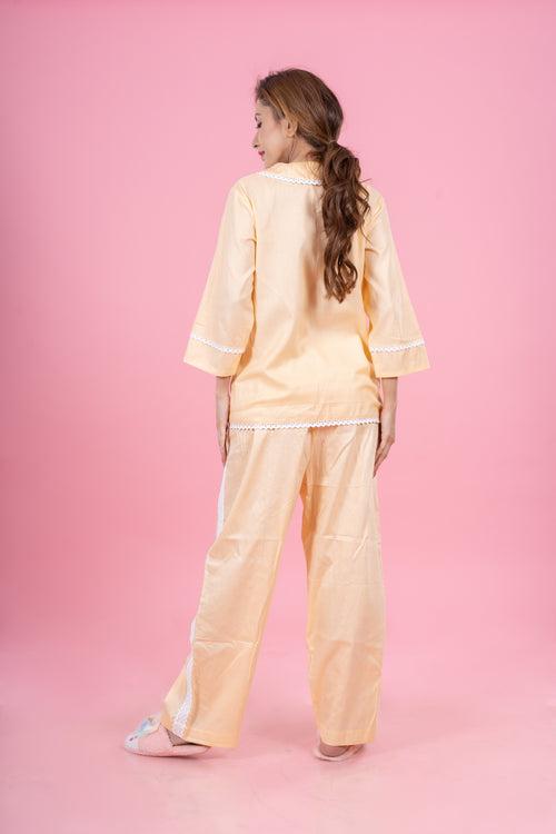 Peach cotton night suit