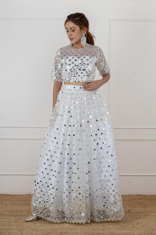 White gotta lehenga set