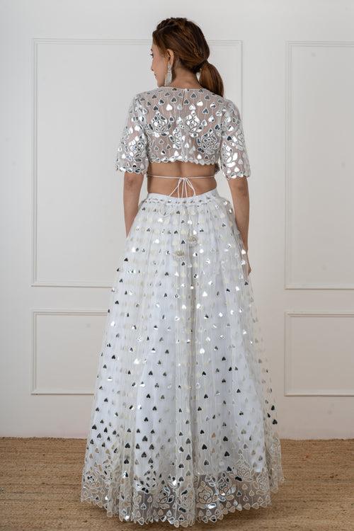 White gotta lehenga set