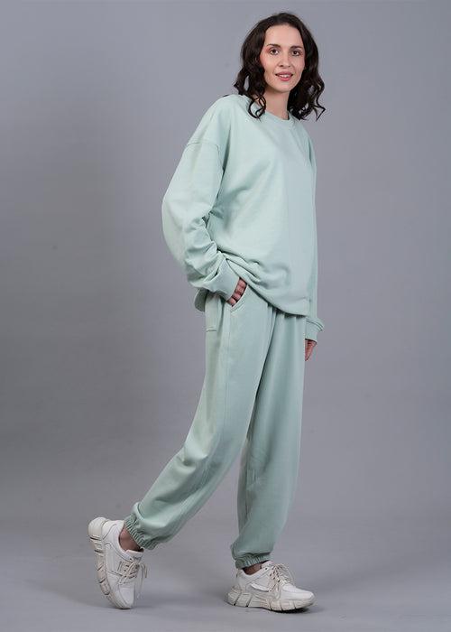 Mint Green Solid Terry Co ord Set For Women