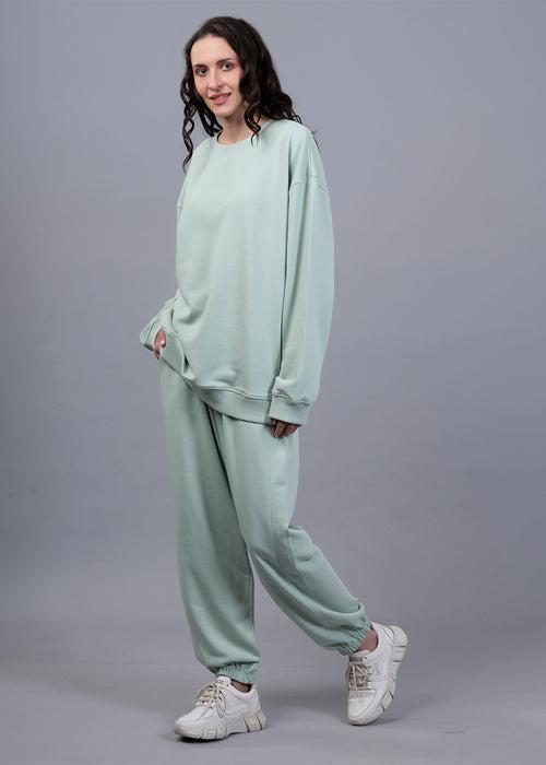 Mint Green Solid Terry Co ord Set For Women