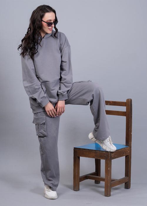 Solid Ash Grey Co ord Set For Women