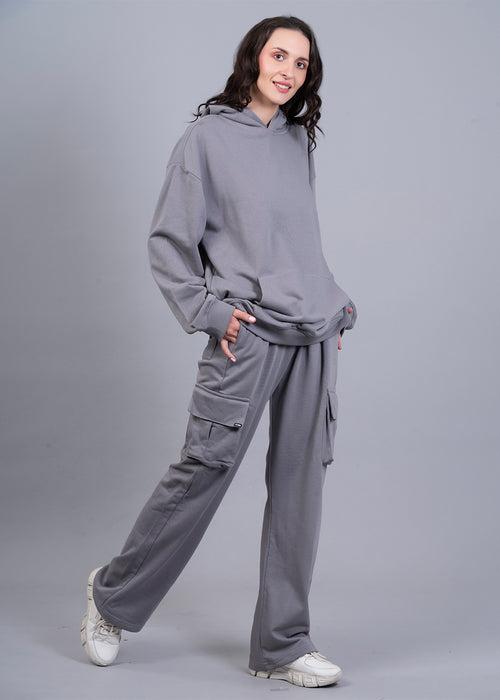 Solid Ash Grey Co ord Set For Women