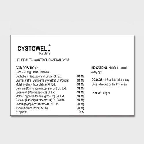 Cystowell for management of PCOD and hormonal imbalance | Reduces PCOD Problems: Pack of 60 Tablets, One piece MRP (Inclusive of all taxes):Rs.630.00/- Net Weight 45gm
