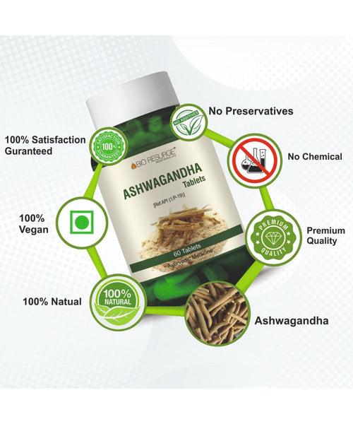 Bio Resurge Ashwagandha Tablets | Boost Strength, Stamina & Energy | Rejuvenate Mind & body | Ministry of Ayush aproved - 700 mg (60 tablets)