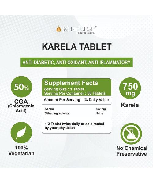 Bio Resurge Karela Tablet For Metabolic Wellness|Blood Purifier-750mg(60 tablets): One piece MRP (Inclusive of all taxes):Rs.270/- Net Weight 45gm/