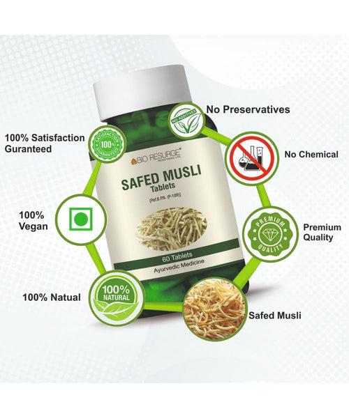 Safed Musli | Improve Strength & Stamina in Men & Women (60 Tablets): One piece MRP (Inclusive of all taxes):Rs.270/- Net Weight 45gm/