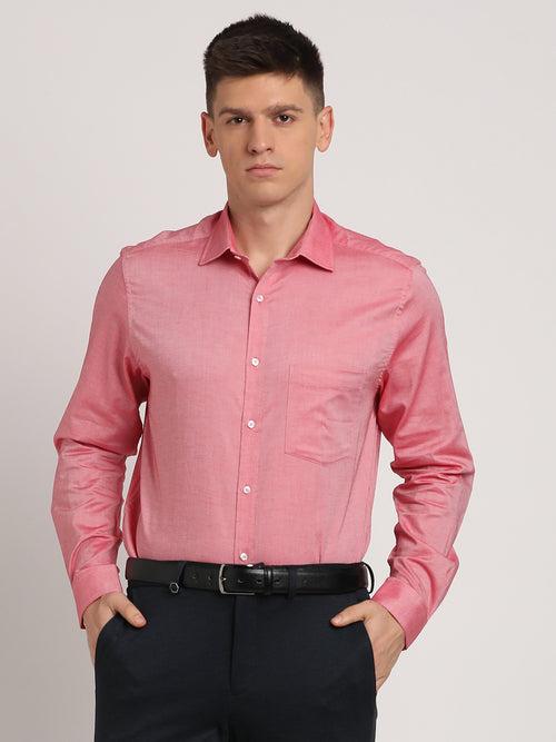 100% Cotton Coral Plain Regular Fit Full Sleeve Formal Shirt