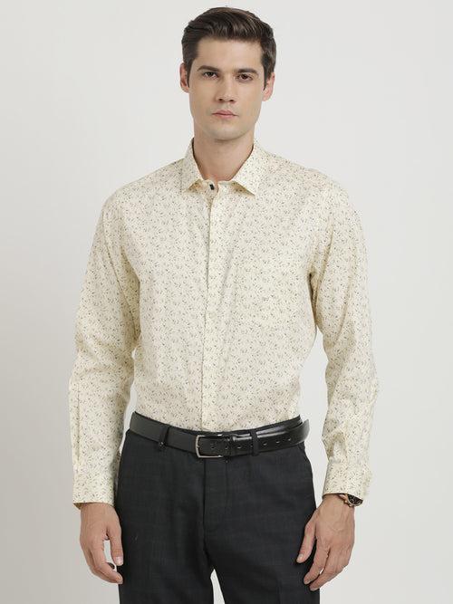 100% Cotton Lemon Printed Regular Fit Full Sleeve Formal Shirt