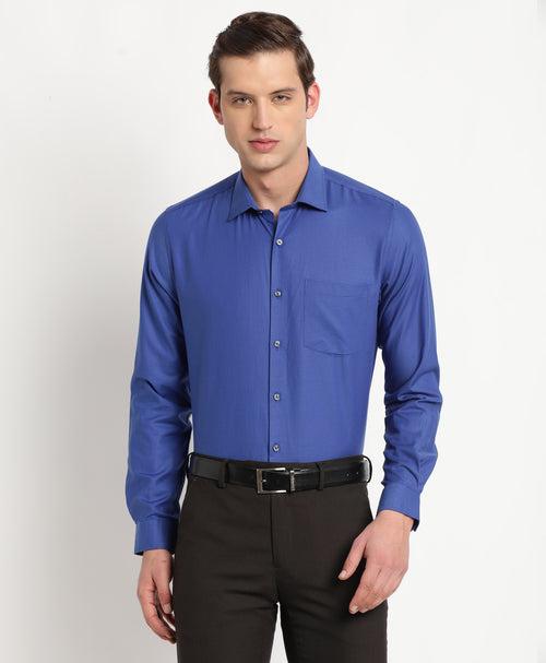 100% Cotton Blue Dobby Regular Fit Half Sleeve Formal Shirt