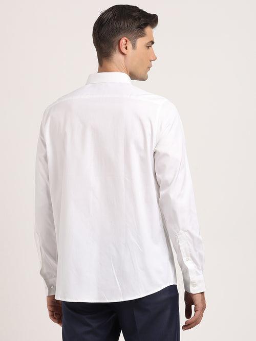 100% Cotton White Plain Slim Fit Full Sleeve Formal Shirt