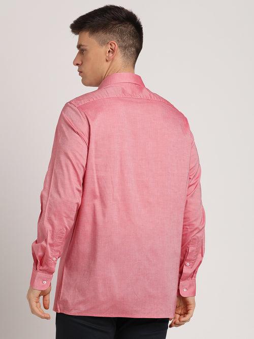 100% Cotton Coral Plain Regular Fit Full Sleeve Formal Shirt