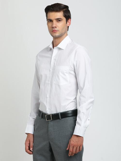 100% Cotton White Plain Slim Fit Full Sleeve Formal Shirt