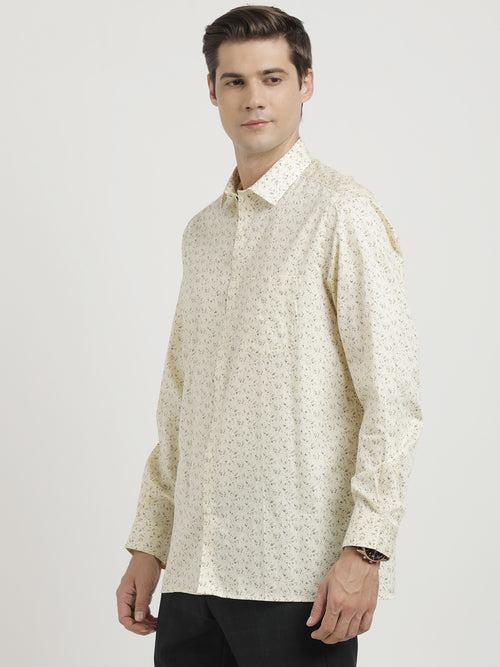 100% Cotton Lemon Printed Regular Fit Full Sleeve Formal Shirt