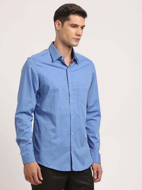 100% Cotton Light Blue Plain Slim Fit Full Sleeve Formal Shirt