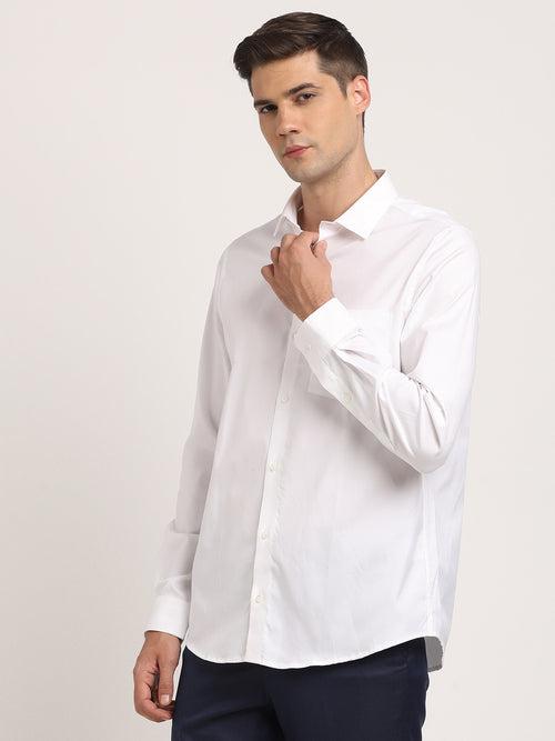 100% Cotton White Plain Slim Fit Full Sleeve Formal Shirt