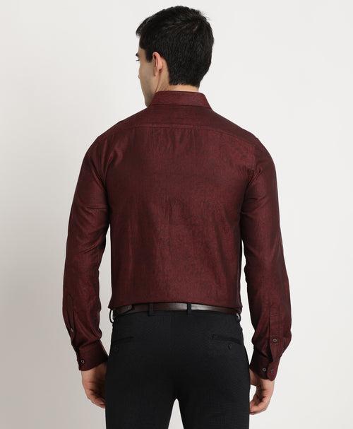 Giza Cotton Maroon Jacquard Slim Fit Full Sleeve Ceremonial Shirt