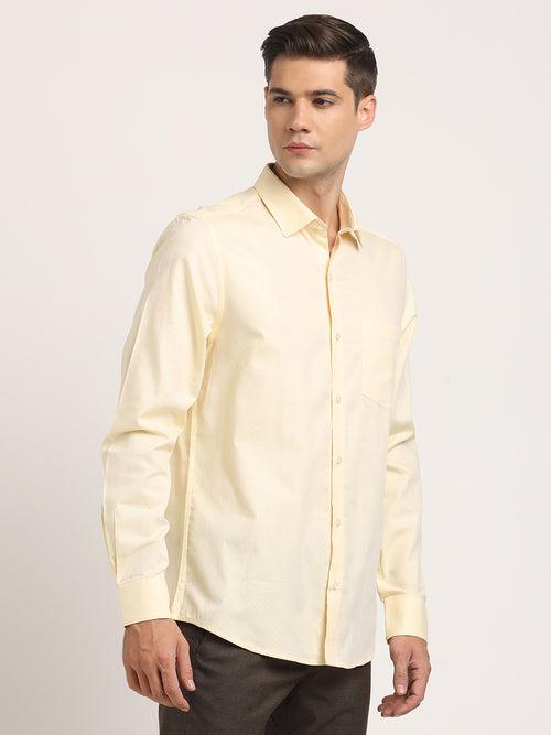 Giza Cotton Lemon Dobby Slim Fit Full Sleeve Formal Shirt