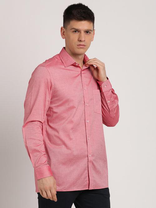 100% Cotton Coral Plain Regular Fit Full Sleeve Formal Shirt