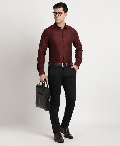 Giza Cotton Maroon Jacquard Slim Fit Full Sleeve Ceremonial Shirt