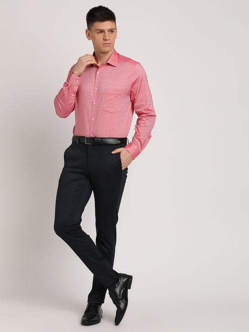 100% Cotton Coral Plain Regular Fit Full Sleeve Formal Shirt