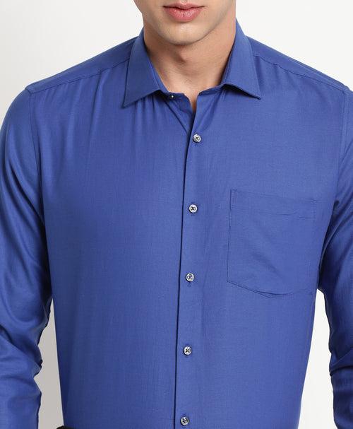 100% Cotton Blue Dobby Regular Fit Half Sleeve Formal Shirt