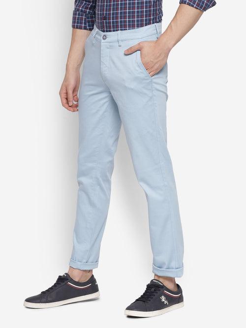 Printed Sky Blue Ultra Slim Fit Causal Trouser