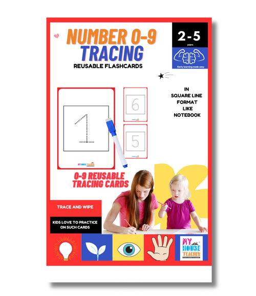 Numbers 0-9 Tracing Reusable Flashcards