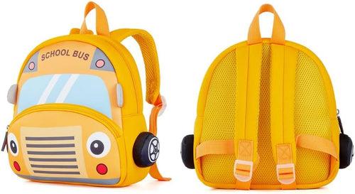 Cute Cartoon Bus Soft Plush Backpack with Front Pocket for Kids