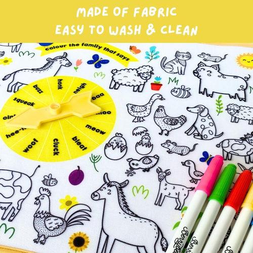 I Spy & I Colour Farm Animals- Fabric Coloring Mat