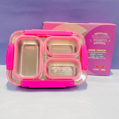 100% Spill Free Steel Bento Tiffin- 3 Compartments Lunchbox (710ml)