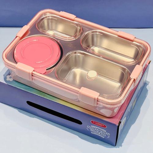 Pastel Steel Bento Lunchbox with 4 Compartments : Best for Kids , Adults and Teenagers