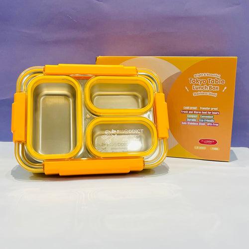 100% Spill Free Steel Bento Tiffin- 3 Compartments Lunchbox (710ml)