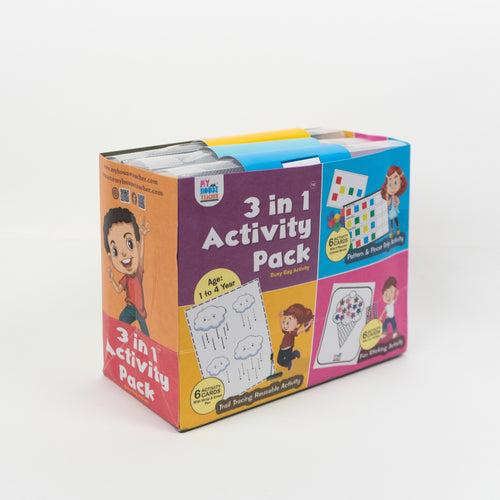 3 in 1 Activity Set 1 For Toddlers - Sticking, Tracing , Colours and Sequencing Skills