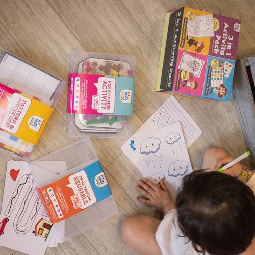 3 in 1 Activity Set 1 For Toddlers - Sticking, Tracing , Colours and Sequencing Skills