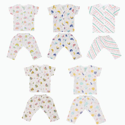 Muslin Sleep Suit for babies and kids (Unisex) Cosmic Reef - Pack of 5