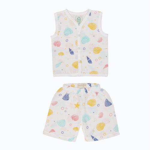 Muslin Jabla and Shorts for Babies and Toddlers (Pack of 3) - Shell Skies