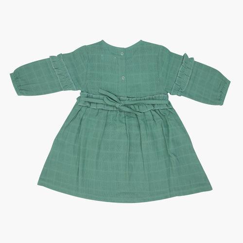 Minty Charm - Full Sleeve Muslin Frock