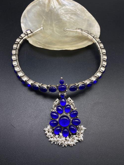 Blue Addigai Silver Necklace