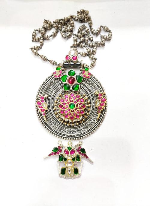 Silver Kundan Fusion Necklace