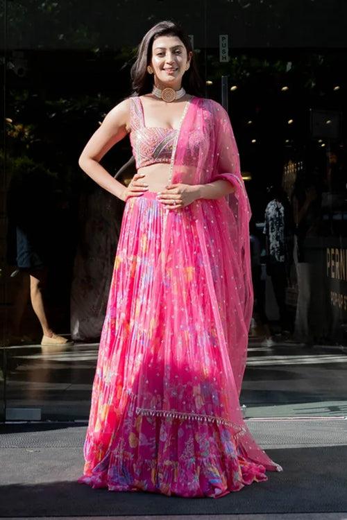 Pranita Subhash in Diana Georgette Frill Set