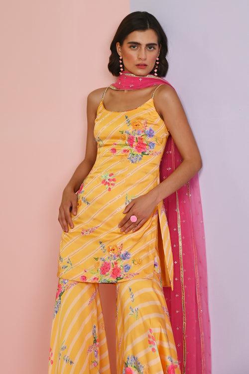 Sara Satin Shrara Set