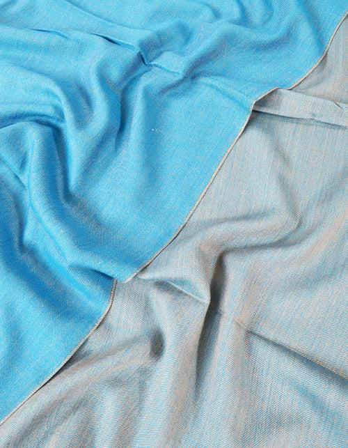 skyblue and silver grey reversible wool stole 0278