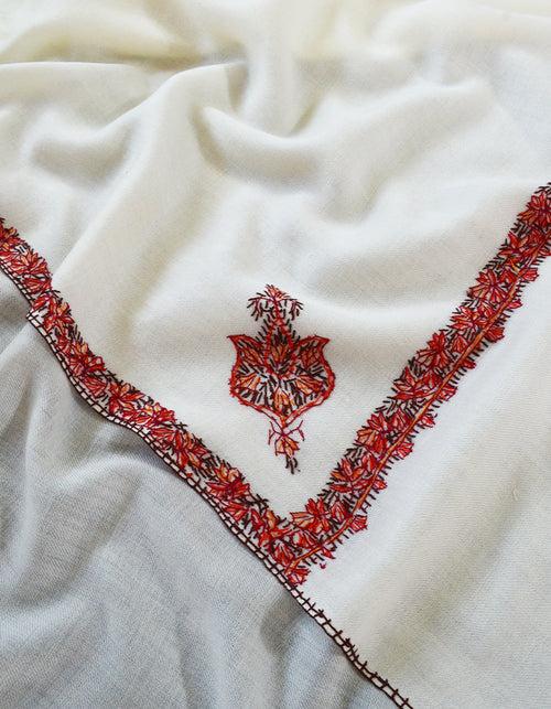 pure white men embroidery wool shawl 0286