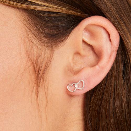 Accessorize London Women's Silver Linked Heart Stud Earrings Pack of Three