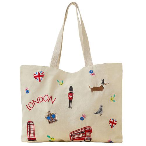 Accessorize London Women's Cream London Embroidered Shopper Bag